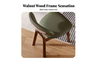 Durable Wood Frame Wooden Side Chair with Leather backrest Walnut Finish Upholstered Side Chair Modern & fhardwoodion accent Seating Padded Seat for Apartment Dwellers, Design aficionados, Interior Designers, Dining Room, Study, Office, Kitchen