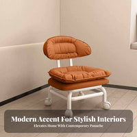Upholstered Low Chair with Casters Rounded Corners Low Roller Seat for Playroom