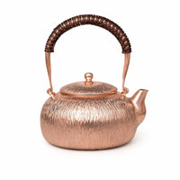Hammered Teapot Copper-Toned Pot Traditional for Tabletop, Kitchen, Hosts