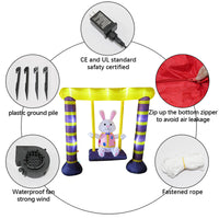 Cross-border Easter Inflatable Rabbit on Swing with LED Light for Outdoor Yard Party Decoration, AU Plug
