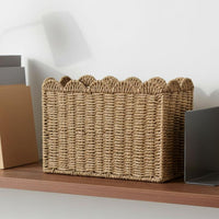 Paper Rope Magazine Basket Decorative Woven Magazine Holder Space-Saving Paper Rope Book Basket for Office