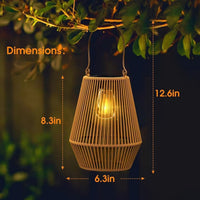 Solar Hanging Lantern Garden Light with Rattan Design