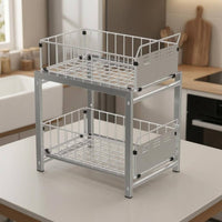 Under Sink Organizer Metal Under-Sink Rack Horizontal Slots for Countertop