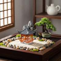Four-Corner Pavilion Figurine Compact Size Mini Chinese Pavilion for Study Room