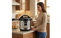 Stainless Steel Electric Pressure Cooker Digital Pressure Cooker with Removable Pot Programmable Multicooker Single-Touch for Home Cooks, Families, Kitchen, Countertop