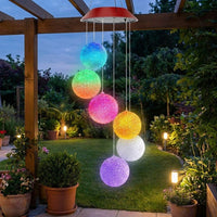 Illuminated Sphere Solar Wind Chime, Solar Garden Lights, Outdoor Decoration, Hanging Ornament for Patio and Balcony