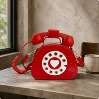Telephone Handbag Street Style Dial Telephone Bag Detachable Strap Fashion Accessory for Women