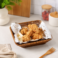 Deep round woven kitchen basket, plastic, 22x7 cm, brown