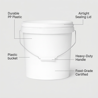 10L PP Bucket Lid, Heavy Duty Paint Storage Pail, Heavy Duty Bucket for Paint, L #variant:Off-white