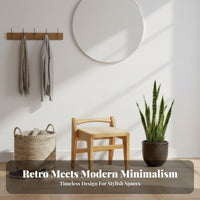Woven Top Wooden Stool Mortise and Tenon Joinery Indoor Furnishing dense Wood Frame Multi-Purpose for Design aficionados