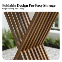 Folding Wooden Lounger Foldable Design Outdoor Furniture Space-Saving for Adults