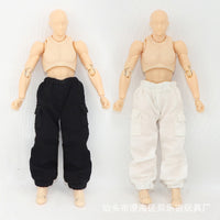 shf素体人偶衣服工装裤关节可动绘画美术模型人偶1/12手办娃衣批