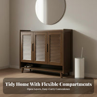 Wooden Footwear Organizer with Doors Solid Wood Frame Shoe Storage Cabinet Large Capacity Breathable Entryway Shelf Suitable for Homeowners Adults Foyer Home Decoration