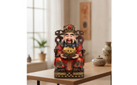Prosperity Deity Statue Tabletop Deity of Prosperity Statue Ornate Figure with Golden Ingot for Business Owners, Collectors
