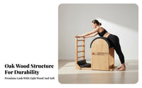 Strengthens Core Muscles Pilates Ladder Barrel Sturdy Wood Frame Exercise Ladder Barrel Increases Flexibility Wooden Spine Corrector High-Density Padding for Postpartum Women, People with Sedentary Lifestyles, Office Workers, Home Gym, Balance Training