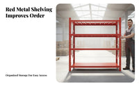 Red Metal Storage Rack Modular Design Adjustable Multi-Layer Shelf High Load Capacity Heavy Duty Warehouse Shelving for Homeowners, Stockroom, Factory