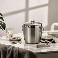 Stainless Steel Ice Bucket Circular Handles Insulated Ice Bucket Carry Handle Beverage Container