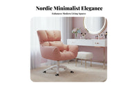 Padded Seat Swivel Rolling Chair Luxuriously Cushioned Cushioning Upholstered Rolling Chair Ergonomic Design Home Furniture Support for Students, Women, Adults, Bedroom, Dorm Room, Workspace