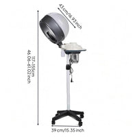 Height Adjustable Hooded Hair Steamer Wheeled Base Standing Hair Steamer Timer Switch Beauty Equipment Transparent Water Cup