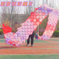 广场七彩彩绸一体健身龙带龙头中老年男女运动舞龙运动