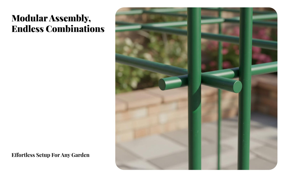 Sturdy and Long-Lasting Steel Pipe Plant Trellis Rust-Resistant Vine Climbing Rack Wide Application Vining Plant Arbor Multi-Purpose for Gardeners, Homeowners, Flower Enthusiasts, Courtyard, Backyard, Balcony, Rooftop