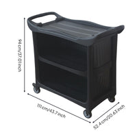 Three-Tier Utility Cart Caster Wheels Matte Black Utility Cart Molded Handle Storage Furniture