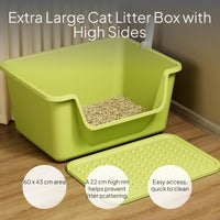 Jumbo Open Cat Litter Box with Splash Guard, Odor Control
