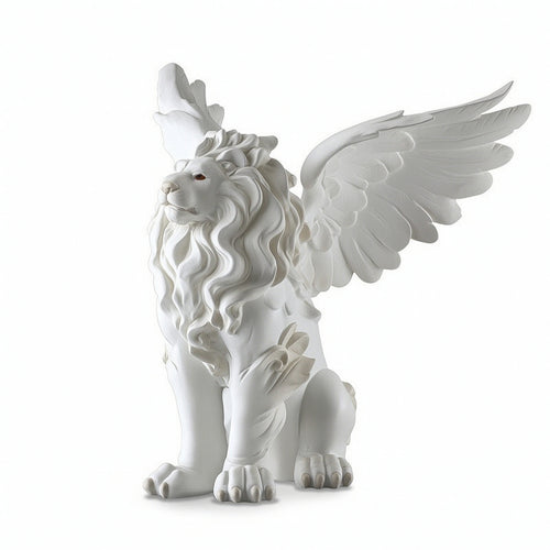 Winged Lion Sculpture Majestic Winged Lion Statue Art for Entryway, Tv Cabinet