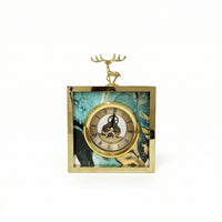 Clock with Deer Figurine Decorative Analog Clock with Roman Numerals Modern Timepiece for Bedroom