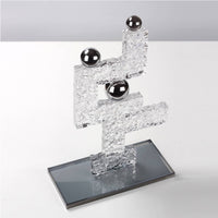 Geometric Sculpture with Mirrored Base Sleek Geometric Abstract Sculpture Elegant Tabletop Ornament for Reception Area