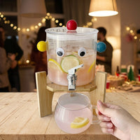 2300ml Glass Cold Drink Dispenser with Wooden Stand, Hammered Texture Glass Water Pitcher, High Temperature Resistant Cold Water Pitcher for Home