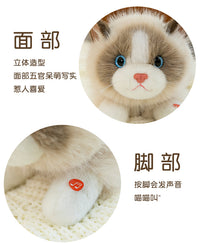Realistic Plush Cat Toy with Music, Bib, Interactive Toy for Kids