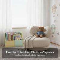 Bow-Back Swivel Chair Soft Velvety Upholstery Toddler Armchair Ergonomic