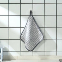 Bamboo Charcoal Cleaning Cloths and Microfibre Cloth, Grey Striped Cleaning Cloths for Dishes, Reusable Dishcloths