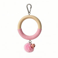 Hanging Bird Toy Natural Wood Rope Hoop Bird Toy with Bell Chewing for Parrots