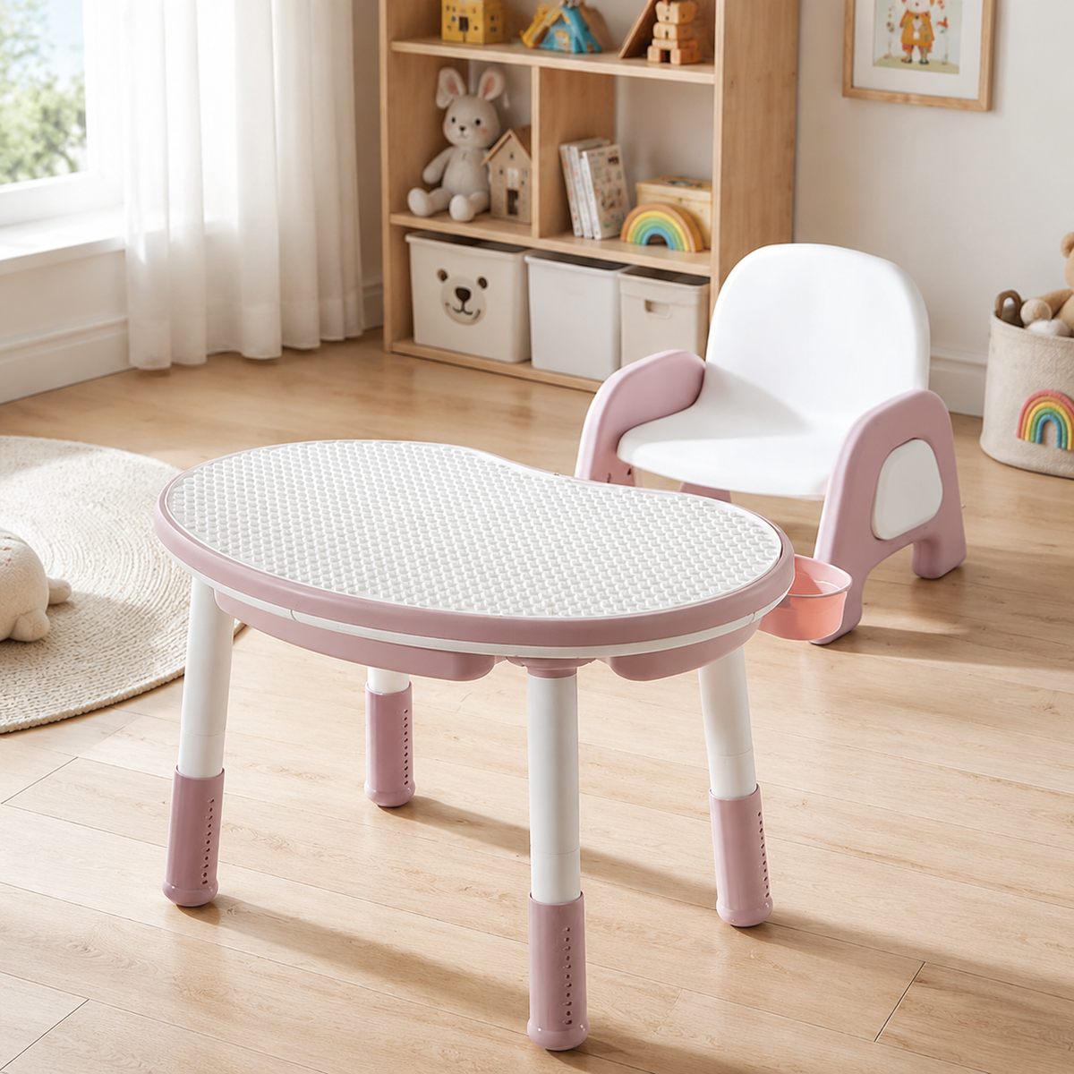 Kids Table and Chair Sets, Toddler Table and Chairs with 12 Watercolor Pens, Childrens Play Activity Table, Sturdy Material Desk