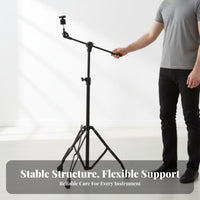 360 Degree Tilter Convertible Cymbal Stand Non-Slip Rubber Feet Swivel Cymbal Stand Collapsible Design for Stage Performance