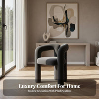 Upholstered Curved Chair Soft Cushioning Vanity Stool Modern Stylish Contoured Rearrest for Interior Design Lovers, Bedroom