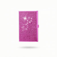 Rhinestone Card Holder with Latch Slim Business Card Holder Compact Pocket Metal Case Long-Lasting for Meetings