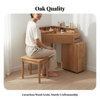 Minimalist and design Corner Vanity with Drawers Space-Saving Corner Vanity with Lighted Mirror Large Storage Capacity Dressing Table Matching Stool Included for Apartment Dwellers, Homeowners, Teenagers, Small Rooms