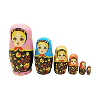 Hand-Painted Nesting Doll with Six Layers Wooden Russian Nesting Doll Stackable Compact for Collectors, Kids, Gift Box