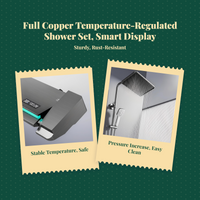 Temperature-Controlled Shower Faucet Set, All-Metal Bathroom System, 3-Mode Valve, 10 cm Rain Shower Head, Handheld Spray Combo, Matte Black