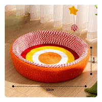 Woven Feline Scratch Bed Round Feline Scratcher Bed Handwoven