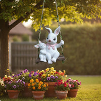 Rabbit Swing Ornament Easy to Hang Rabbit Swing Decoration Hand-Painted Look
