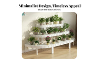 Indoor & Outdoor Use Multi-Tier Plant Shelf Space-Saving Multi-Level Quarter-Circle Rack Staggered Shelves Home Furnishing Curved Shape for Gardeners, Apartment Dwellers, Homeowners, Balcony, Garden, Living Room, Bedroom