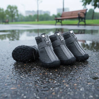 4 Pieces Small Dog Boots Wear-Resistant Waterproof Dog Shoes Reflective Strip Pet Supplies for Snowy