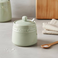Ceramic Seasoning Jar with Spoon Modern Design Ceramic Condiment Set Space