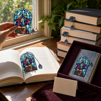 Fantasy Stained Glass Style Acrylic Bookmark with Dragon Pattern