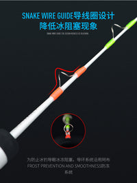 阿布便携短节冰钓竿套装双竿稍休闲垂钓全套筏竿冬钓船阀迷你海竿