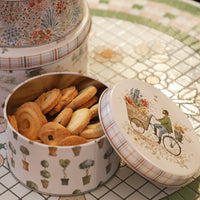 Round Tin Cookie Jar with Lid, Metal Storage Container for Baking and Candy